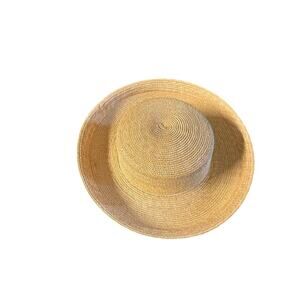scala firenze italy women’s Raffia Straw Boater sun Hat - Petite